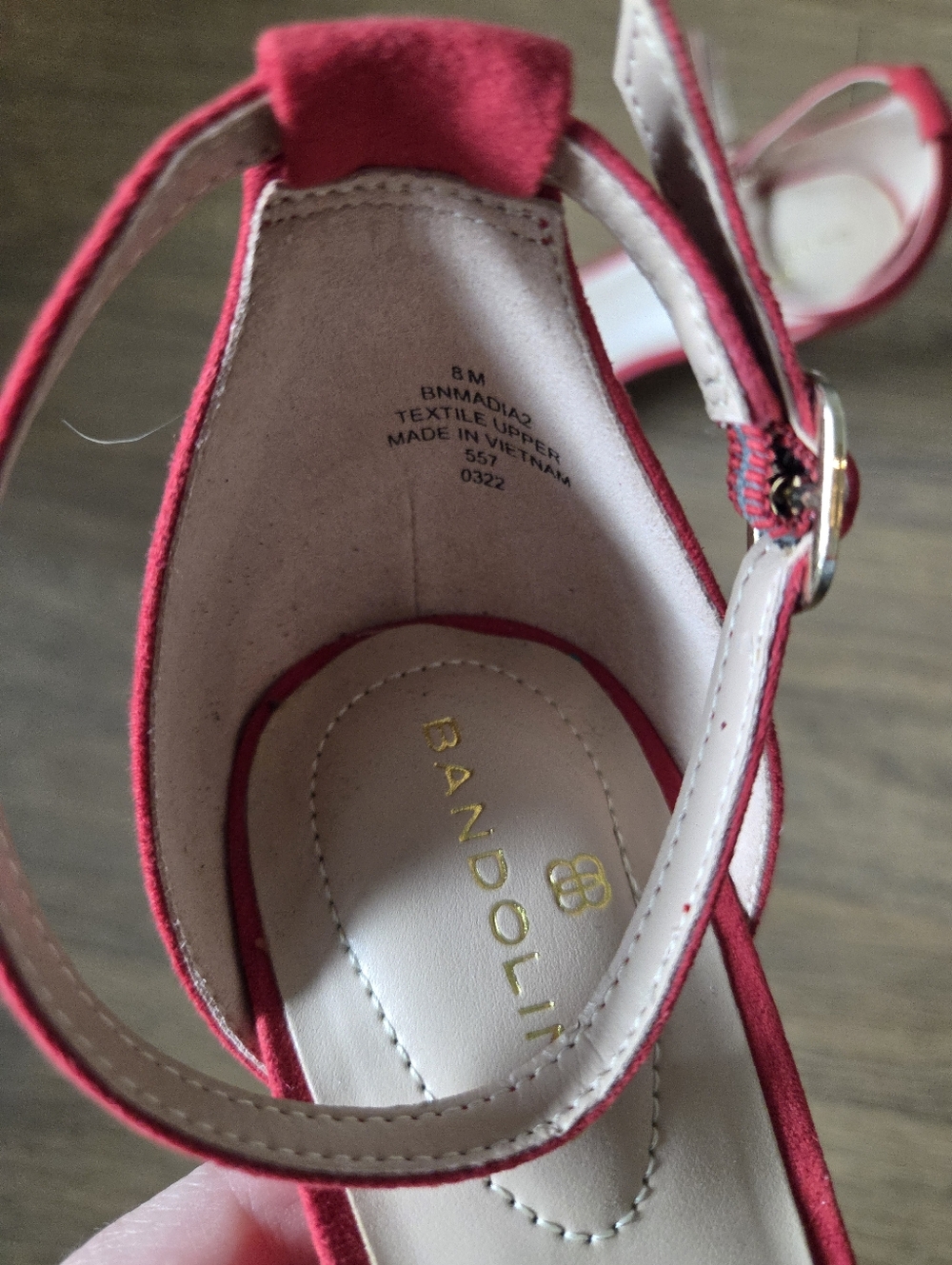 Bandolino Red Open-Toe Ankle-Strap Heels - Picture 3 of 5